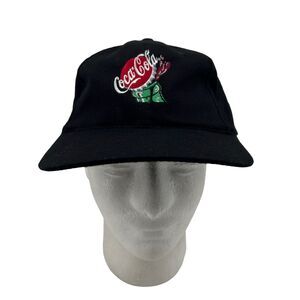 Vintage Coca Cola Hat Mens Strapback Black Embroidered Logo Headshots KC Caps